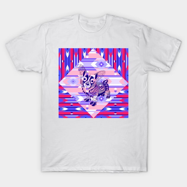 queens magical corgi dog ecopop pattern T-Shirt by jorge_lebeau